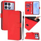 For Redmi K70 Ultra Global Skin Feel Solid Color Leather Phone Case with Lanyard(Red) - 1