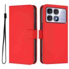 For Redmi K70 Ultra Global Skin Feel Solid Color Leather Phone Case with Lanyard(Red) - 2