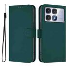 For Redmi K70 Ultra Global Skin Feel Solid Color Leather Phone Case with Lanyard(Dark Green) - 2