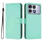 For Redmi K70 Ultra Global Skin Feel Solid Color Leather Phone Case with Lanyard(Mint Green) - 2