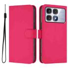 For Redmi K70 Ultra Global Skin Feel Solid Color Leather Phone Case with Lanyard(Rose Red) - 2