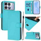 For Redmi K70 Ultra Global Skin Feel Solid Color Leather Phone Case with Lanyard(Lake Blue) - 1