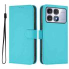 For Redmi K70 Ultra Global Skin Feel Solid Color Leather Phone Case with Lanyard(Lake Blue) - 2