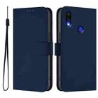 For Redmi Note 7 / 7 Pro / 7S Skin Feel Solid Color Leather Phone Case with Lanyard(Navy Blue) - 2