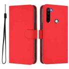 For Redmi Note 8 Skin Feel Solid Color Leather Phone Case with Lanyard(Red) - 2