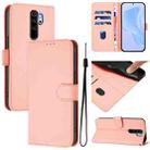 For Redmi Note 8 Pro Skin Feel Solid Color Leather Phone Case with Lanyard(Pink) - 1