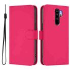 For Redmi Note 8 Pro Skin Feel Solid Color Leather Phone Case with Lanyard(Rose Red) - 2