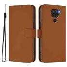 For Redmi Note 9 4G Global / 10X 4G Skin Feel Solid Color Leather Phone Case with Lanyard(Brown) - 2