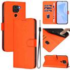 For Redmi Note 9 4G Global / 10X 4G Skin Feel Solid Color Leather Phone Case with Lanyard(Orange) - 1