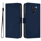 For Redmi Note 9 4G Global / 10X 4G Skin Feel Solid Color Leather Phone Case with Lanyard(Navy Blue) - 2