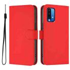 For Redmi 9 Power / 9T Global Skin Feel Solid Color Leather Phone Case with Lanyard(Red) - 2