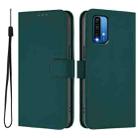 For Redmi 9 Power / 9T Global Skin Feel Solid Color Leather Phone Case with Lanyard(Dark Green) - 2