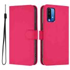 For Redmi 9 Power / 9T Global Skin Feel Solid Color Leather Phone Case with Lanyard(Rose Red) - 2