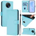 For Redmi Note 9T Global Skin Feel Solid Color Leather Phone Case with Lanyard(Sky Blue) - 1
