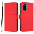 For Redmi Note 10 4G / Note 10S 4G Skin Feel Solid Color Leather Phone Case with Lanyard(Red) - 2