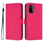 For Redmi Note 10 4G / Note 10S 4G Skin Feel Solid Color Leather Phone Case with Lanyard(Rose Red) - 2