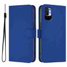 For Redmi Note 10 5G / Note 10T 5G Skin Feel Solid Color Leather Phone Case with Lanyard(Dark Blue) - 2