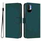 For Redmi Note 10 5G / Note 10T 5G Skin Feel Solid Color Leather Phone Case with Lanyard(Dark Green) - 2