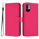 For Redmi Note 10 5G / Note 10T 5G Skin Feel Solid Color Leather Phone Case with Lanyard(Rose Red) - 2