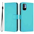 For Redmi Note 10 5G / Note 10T 5G Skin Feel Solid Color Leather Phone Case with Lanyard(Lake Blue) - 2