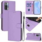 For Redmi Note 10 Pro 4G / 10 Pro Max Skin Feel Solid Color Leather Phone Case with Lanyard(Lavender Purple) - 1