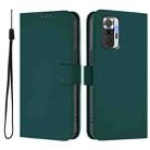 For Redmi Note 10 Pro 4G / 10 Pro Max Skin Feel Solid Color Leather Phone Case with Lanyard(Dark Green) - 2