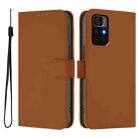 For Redmi Note 11S 5G Skin Feel Solid Color Leather Phone Case with Lanyard(Brown) - 2