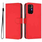 For Redmi Note 11S 5G Skin Feel Solid Color Leather Phone Case with Lanyard(Red) - 2