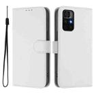 For Redmi Note 11S 5G Skin Feel Solid Color Leather Phone Case with Lanyard(White) - 2