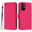 For Redmi Note 11S 5G Skin Feel Solid Color Leather Phone Case with Lanyard(Rose Red) - 2