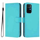 For Redmi Note 11S 5G Skin Feel Solid Color Leather Phone Case with Lanyard(Lake Blue) - 2