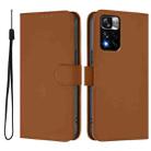 For Redmi Note 11 Pro+ 5G EU Version Skin Feel Solid Color Leather Phone Case with Lanyard(Brown) - 2