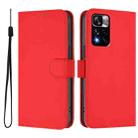 For Redmi Note 11 Pro+ 5G EU Version Skin Feel Solid Color Leather Phone Case with Lanyard(Red) - 2