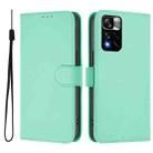 For Redmi Note 11 Pro+ 5G EU Version Skin Feel Solid Color Leather Phone Case with Lanyard(Mint Green) - 2