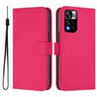 For Redmi Note 11 Pro+ 5G EU Version Skin Feel Solid Color Leather Phone Case with Lanyard(Rose Red) - 2