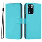 For Redmi Note 11 Pro+ 5G EU Version Skin Feel Solid Color Leather Phone Case with Lanyard(Lake Blue) - 2