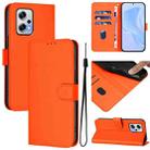 For Redmi Note 11T Pro+ 5G Skin Feel Solid Color Leather Phone Case with Lanyard(Orange) - 1