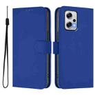For Redmi Note 11T Pro+ 5G Skin Feel Solid Color Leather Phone Case with Lanyard(Dark Blue) - 2