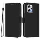 For Redmi Note 11T Pro+ 5G Skin Feel Solid Color Leather Phone Case with Lanyard(Black) - 2