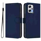 For Redmi Note 11T Pro+ 5G Skin Feel Solid Color Leather Phone Case with Lanyard(Navy Blue) - 2