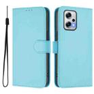 For Redmi Note 11T Pro+ 5G Skin Feel Solid Color Leather Phone Case with Lanyard(Sky Blue) - 2