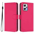 For Redmi Note 11T Pro+ 5G Skin Feel Solid Color Leather Phone Case with Lanyard(Rose Red) - 2