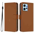 For Redmi Note 12 4G Global Skin Feel Solid Color Leather Phone Case with Lanyard(Brown) - 2