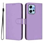 For Redmi Note 12 4G Global Skin Feel Solid Color Leather Phone Case with Lanyard(Lavender Purple) - 2