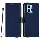 For Redmi Note 12 4G Global Skin Feel Solid Color Leather Phone Case with Lanyard(Navy Blue) - 2