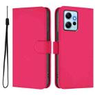 For Redmi Note 12 4G Global Skin Feel Solid Color Leather Phone Case with Lanyard(Rose Red) - 2