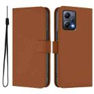 For Redmi Note 12 5G Global Skin Feel Solid Color Leather Phone Case with Lanyard(Brown) - 2