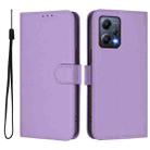 For Redmi Note 12 5G Global Skin Feel Solid Color Leather Phone Case with Lanyard(Lavender Purple) - 2