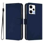 For Redmi Note 12 Explorer Skin Feel Solid Color Leather Phone Case with Lanyard(Navy Blue) - 2