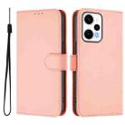 For Redmi Note 12 Turbo 5G Skin Feel Solid Color Leather Phone Case with Lanyard(Pink) - 2